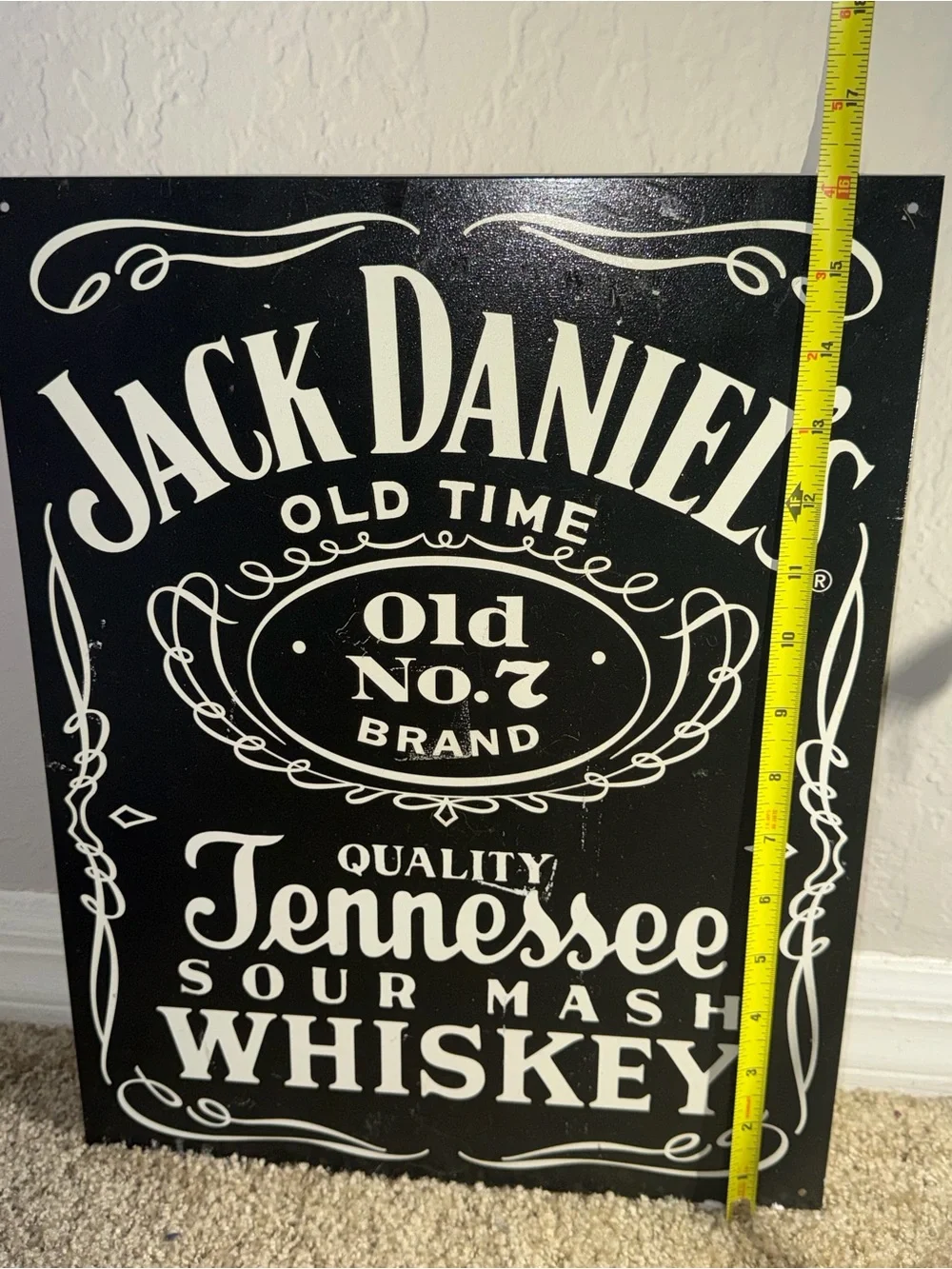 Jack Daniel’s Old No. 7 Tennessee Whiskey Metal Tin Sign 16” x 12” Bar Decor